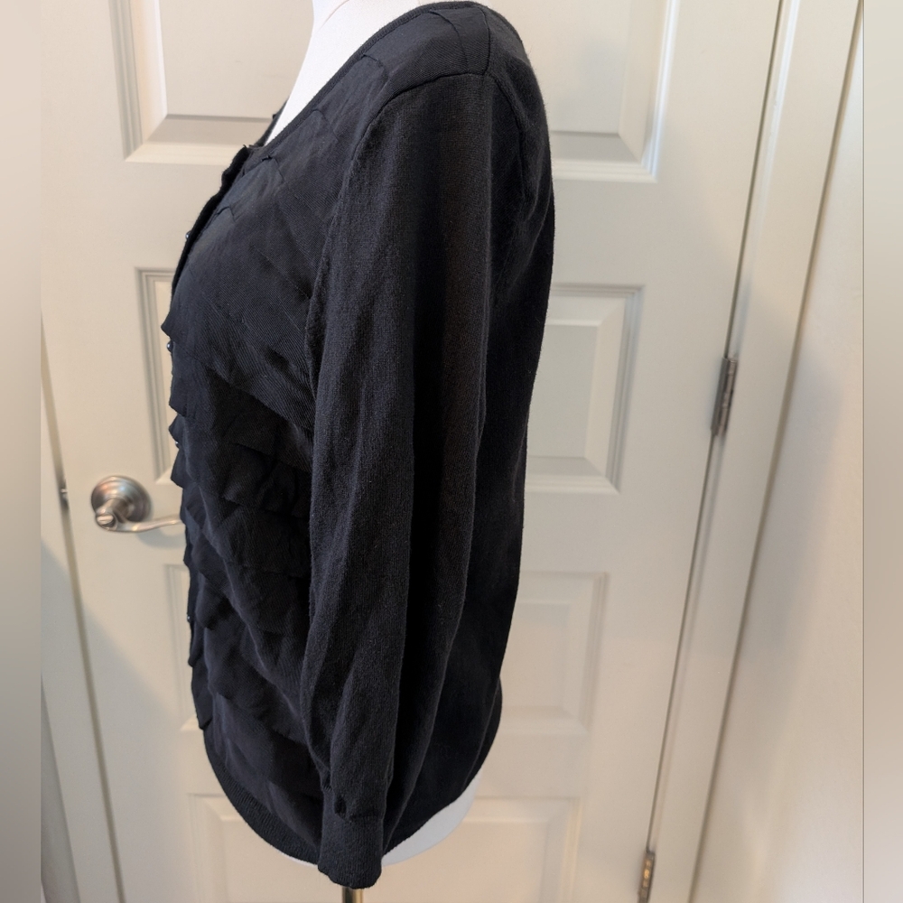 MICHAEL MICHAEL KORS Cardigan Black Tiered with Purple and Gold Buttons Size XL - Picture 3 of 14